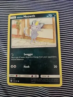 Pokemon TCG Alolan Meowth 128/236 Sm-Cosmic Eclipse Regular - Image 1