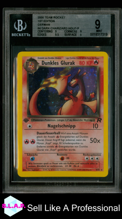 DARK CHARIZARD HOLO R 2000 POKEMON TEAM ROCKET 1ST EDITION GERMAN 4 BGS 9.0 - Image 1