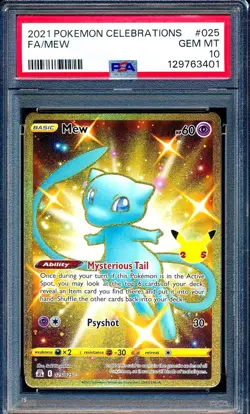 Mew 2021 Pokemon Celebrations #025 Shiny Full Art Gold Secret Rare PSA 10 - Image 1