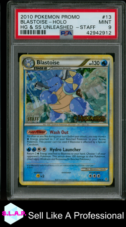 BLASTOISE-HOLO UL-PRERELEASE-STAFF POKEMON HG&SS UNLEASHED 2010 13 PSA 9 - Image 1