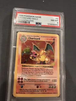 Pokemon 1999 Charizard PSA 8 Shadowless Base Set Holo Card 4/102 - Image 3