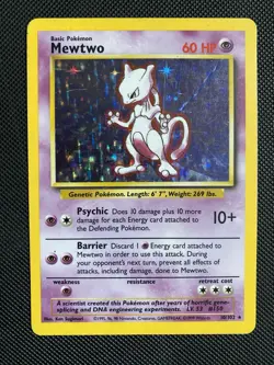 Mewtwo 10/102 Pokemon Holo Rare Base Set Card WOTC 1999 MP - Image 1