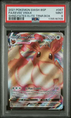 2021 Pokemon SWSH BSP FA/EEVEE VMAX SHNG Fates Elite Trainer Box #087 PSA 9 - Image 1