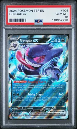 2024 POKEMON TEF EN-TEMPORAL FORCES #104 GENGAR EX PSA 10 - Image 1