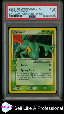 TREECKO-HOLO POKEMON GOLD STAR EX TEAM ROCKET RETURNS 109 2004 PSA 3 - Image 1