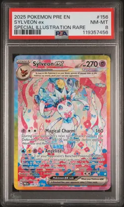 2025 POKEMON PRE EN-PRISMATIC EVOLUTIONS #156 SYLVEON EX PSA 8 - Image 1