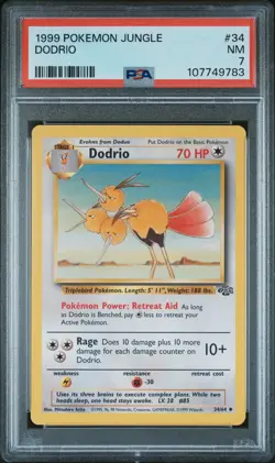 1999 POKEMON JUNGLE #34 DODRIO PSA 7 - Image 1