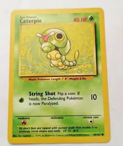 Pokemon TCG Caterpie Base Set 45/102 Regular Unlimited Common - Uncirculated - Image 1