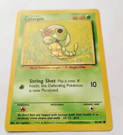 Pokemon TCG Caterpie Base Set 45/102 Regular Unlimited Common - Uncirculated - Image 2