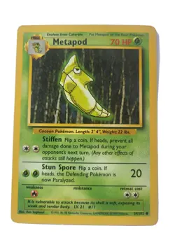 Pokemon TCG Metapod Base Set 54/102 Regular Unlimited Common - Image 1