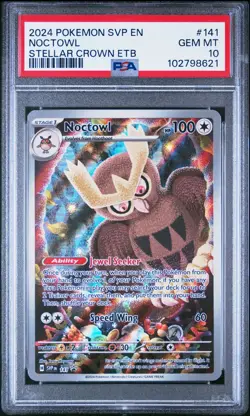 2024 POKEMON SVP EN-SV BLACK STAR PROMO #141 NOCTOWL PSA 10 - Image 1