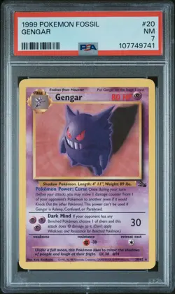 1999 POKEMON FOSSIL #20 GENGAR PSA 7 - Image 1