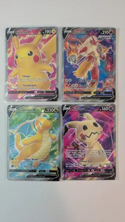 Pokemon TCG lot 4 cards Pikachu V Dragonite V Blaziken V Mimikyu V FULL ART - Image 1