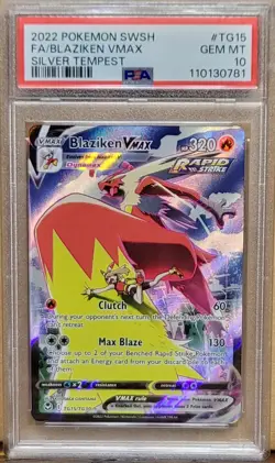 PSA 10 Blaziken VMAX TG15/TG30 Trainer Gallery SWSH Silver Tempest Pokemon Card - Image 1