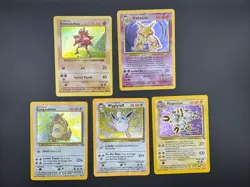 Vintage Pokemon Card Lot WOTC Holo Base Set Shadowless Hitmonchan Alakazam X5 - Image 1
