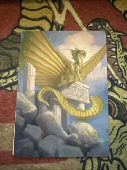Mtg Magic Forgotten Realms Art Card Ancient Gold Dragon Misprint Miscut Error - Image 1