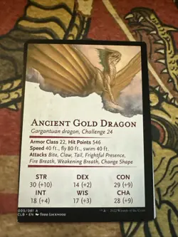 Mtg Magic Forgotten Realms Art Card Ancient Gold Dragon Misprint Miscut Error - Image 3