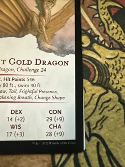 Mtg Magic Forgotten Realms Art Card Ancient Gold Dragon Misprint Miscut Error - Image 4