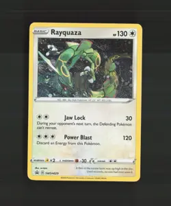 Rayquaza SWSH029 Black Star Promo Cosmos Holo Rare PARTIAL SWIRL Pokemon Card NM - Image 1