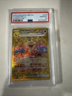 Pokemon 2023 Obsidian Flames Charizard EX Gold Hyper Rare Card #228/197 PSA 10 - Image 1