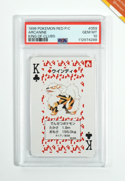 Pokemon PSA 10 Arcanine #059 King Of Clubs Red Playing Card Poker 1996 Japanese - Image 1