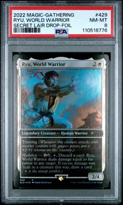 2022 MTG SECRET LAIR DROP FOIL #429 RYU, WORLD WARRIOR PSA 8 - Image 1