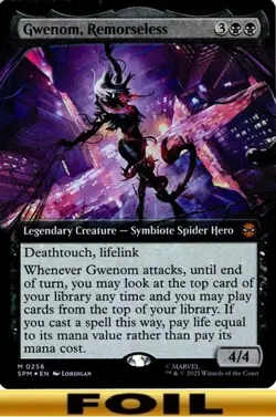 1x - Gwenom, Remorseless - FOIL EXTENDED ART #256 - Marvel's Spider-Man - NM MTG - Image 1