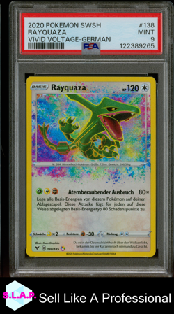 RAYQUAZA VIVID VOLTAGE-GER POKEMON SWORD & SHIELD VIVID VOLTAGE 2020 138 PSA 9 - Image 1
