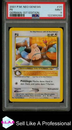 PII GERMAN-1ST EDITION POKEMON GERMAN NEO GENESIS 2001 20 PSA 9 - Image 1