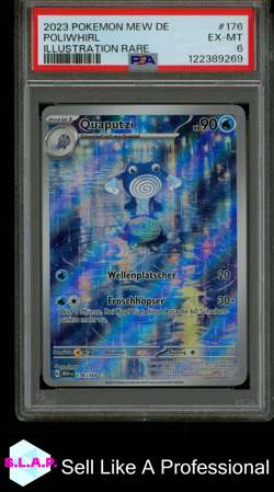 POLIWHIRL ILLUSTRATION RARE POKEMON GERMAN MEW DE-151 2023 176 PSA 6 - Image 1