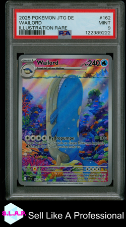 WAILORD ILLUSTRATION RARE POKEMON GERMAN JTG DE-JOURNEY TOGETHER 2025 162 PSA 9 - Image 1