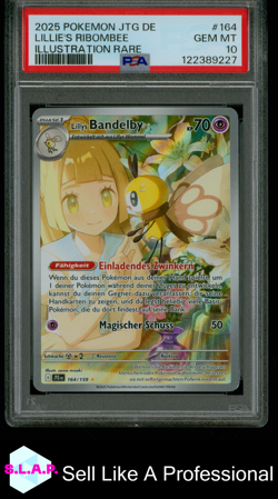LILLIE'S RIBOMBEE ILL RARE POKEMON GER JTG DE-JOURNEY TOGETHER 2025 164 PSA 10 - Image 1