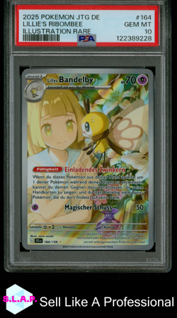 LILLIE'S RIBOMBEE ILL RARE POKEMON GER JTG DE-JOURNEY TOGETHER 2025 164 PSA 10 - Image 1