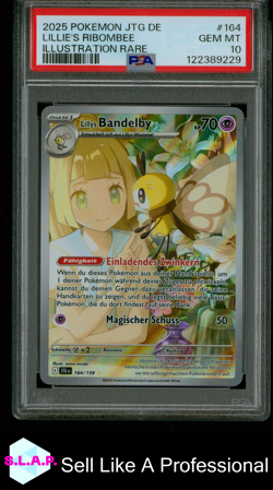 LILLIE'S RIBOMBEE ILL RARE POKEMON GER JTG DE-JOURNEY TOGETHER 2025 164 PSA 10 - Image 1