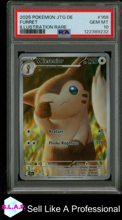FURRET ILLUSTRATION RARE POKEMON GERMAN JTG DE-JOURNEY TOGETHER 2025 168 PSA 10 - Image 1