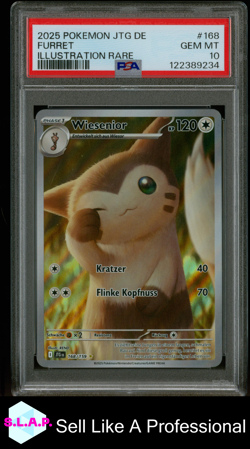 FURRET ILLUSTRATION RARE POKEMON GERMAN JTG DE-JOURNEY TOGETHER 2025 168 PSA 10 - Image 1