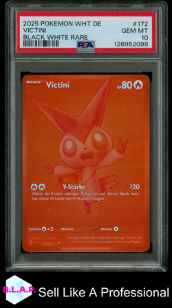 VICTINI BLACK WHITE RARE POKEMON GERMAN WHT DE-WHITE FLARE 2025 172 PSA 10 - Image 1