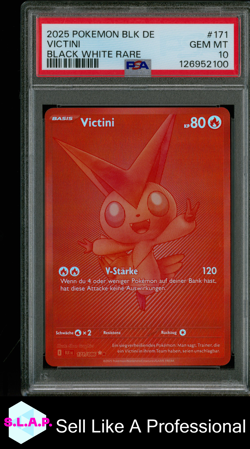 VICTINI BLACK WHITE RARE POKEMON GERMAN BLK DE-BLACK BOLT 2025 171 PSA 10 - Image 1