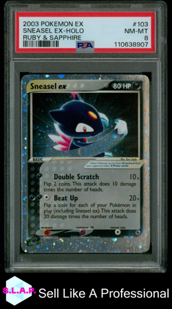 SNEASEL EX-HOLO RUBY & SAPPHIRE POKEMON EX RUBY & SAPPHIRE 2003 103 PSA 8 - Image 1