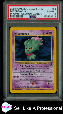 MISDREAVUS PROMO-POKEMON LEAGUE POKEMON PROMO BLACK STAR 2001 39 PSA 8 - Image 1