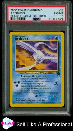 ARTICUNO BLACK STAR-AOKI ERROR POKEMON PROMO BLACK STAR 2000 22 PSA 6 - Image 1