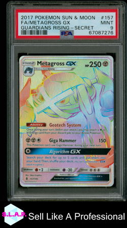 FA/METAGROSS GX GUARDIANS RISING-SECRET POKEMON SM 2017 157 PSA 9 - Image 1