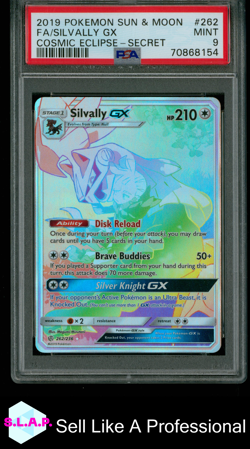 FA/SILVALLY GX COSMIC ECLIPSE-SECRET POKEMON SM COSMIC ECLIPSE 2019 262 PSA 9 - Image 1