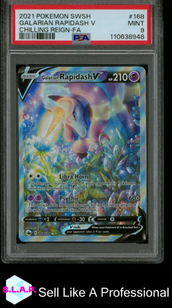 GALARIAN RAPIDASH V CHILLING REIGN-FA POKEMON SWSH CHILLING REIGN 2021 168 PSA 9 - Image 1