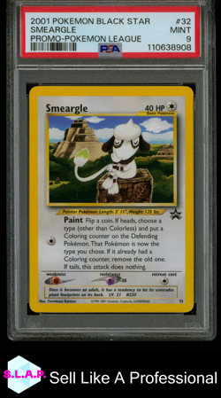 SMEARGLE PROMO-POKEMON LEAGUE POKEMON PROMO BLACK STAR 2001 32 PSA 9 - Image 1