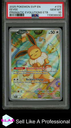 EEVEE PRISMATIC EVOLUTIONS ETB POKEMON SVP EN-SV BLCK STAR PROMO 2025 173 PSA 10 - Image 1