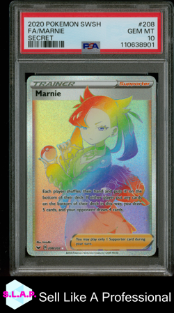 FA/MARNIE SECRET POKEMON SWORD & SHIELD 2020 208 PSA 10 - Image 1