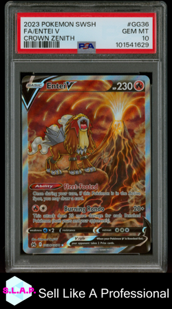 FA/ENTEI V CROWN ZENITH POKEMON SWORD AND SHIELD CROWN ZENITH 2023 GG36 PSA 10 - Image 1