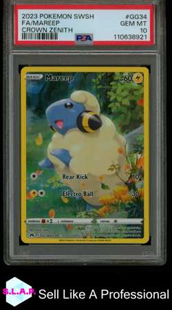 FA/MAREEP CROWN ZENITH POKEMON SWORD AND SHIELD CROWN ZENITH 2023 GG34 PSA 10 - Image 1