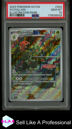 SCOVILLAIN ILLUSTRATION RARE POKEMON SVI EN-SCARLET & VIOLET 2023 202 PSA 10 - Image 1
